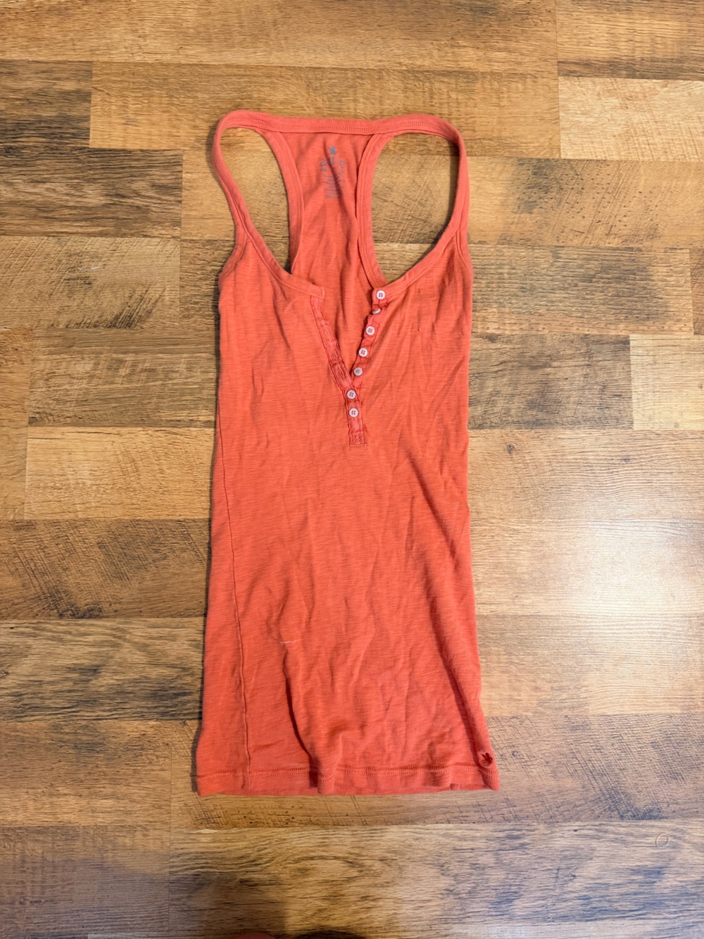 Vintage Aerie Ribbed Button-Front Tank Top in Orange